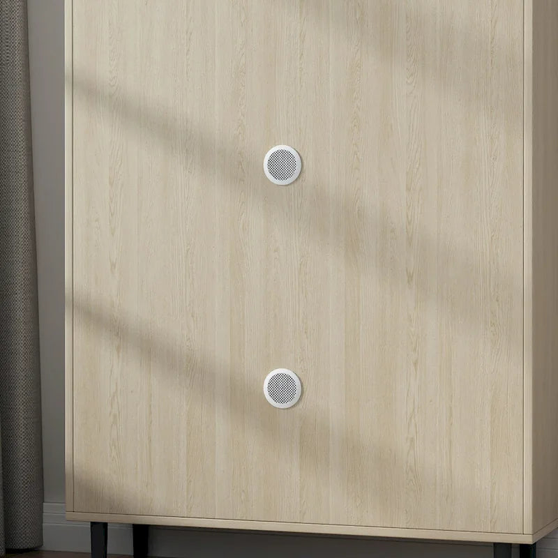 Meuble à chaussures avec porte coulissante type "grange", organisateur de chaussures avec 2 tiroirs basculants, meuble à chaussures autoportant avec rangement ouvert