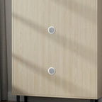 Meuble à chaussures avec porte coulissante type "grange", organisateur de chaussures avec 2 tiroirs basculants, meuble à chaussures autoportant avec rangement ouvert